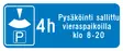 Kiekko 4h Pysäköinti sallittu vieraspaikoilla 8-20 lm-alumiini 600x250 mm - Liikennemerkin lisäkilvet - 70029 - 1