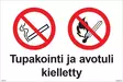 Tupakointi ja avotuli kielletty muovi 300 x 200 mm - Kieltokilvet - 66749 - 1