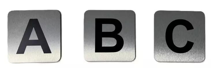 Kirjain B musta kirjain harjattu alumiini 150 x 150 mm - Irtonumerot, irtokirjaimet, dymot - 75059 - 1