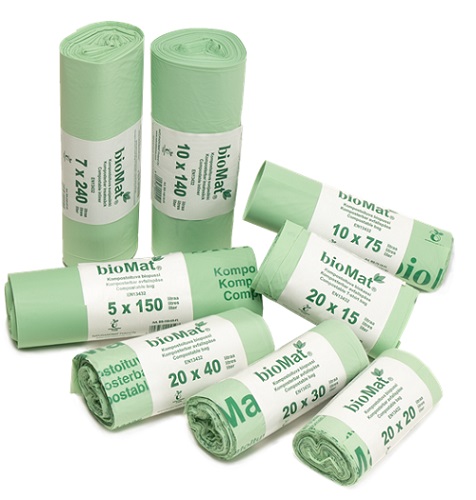 Biojätesäkki Biomat 150 L tähtipohjalla 5 kpl / rll, 15 rll / ltk - Jätesäkit, Roskapussit - 64719 - 1