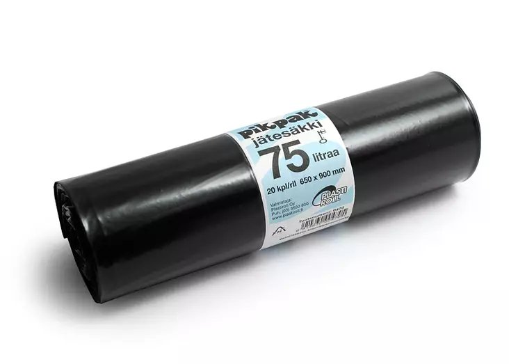 Jätesäkki 75 L musta Plastiroll 0470 20 kpl/rll, 10 rll/ltk - Jätesäkit, Roskapussit - 5809 - 1