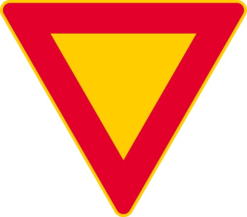 Liikennemerkki Väistämisvelvollisuus risteyksessä B5 - Varoitus-, etuajo- ja väistämismerkit - 69179 - 1