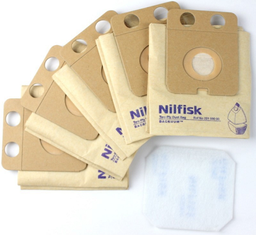 Pölypussi 1 L paperi 5 kpl/pkt 221980-00 Nilfisk reppuimuriin - Imurin pölypussit ja suodattimet - 12509 - 1