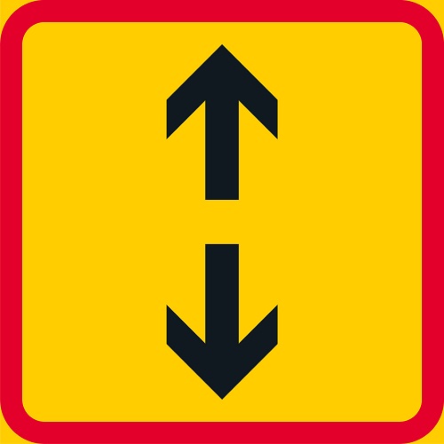 Vaikutusalue molempiin suuntiin H9.2a lisäkilpi liikennemerkkialu R1 400 x 400mm - Liikennemerkin lisäkilvet - 68089 - 1