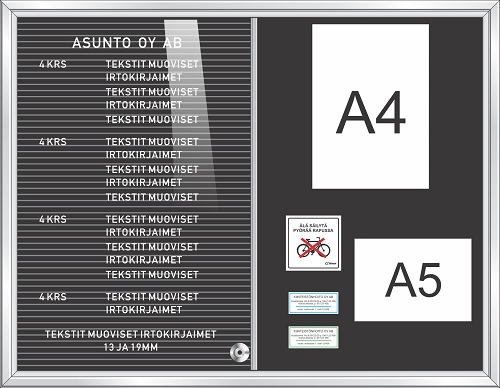 Yhdistelmätaulu alumiinikehys musta huopa - Nimitaulut, Porrastaulut - 65059 - 1